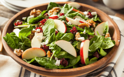 Spinach Salad with Apples, Walnuts, Cranberries, and Feta Cheese